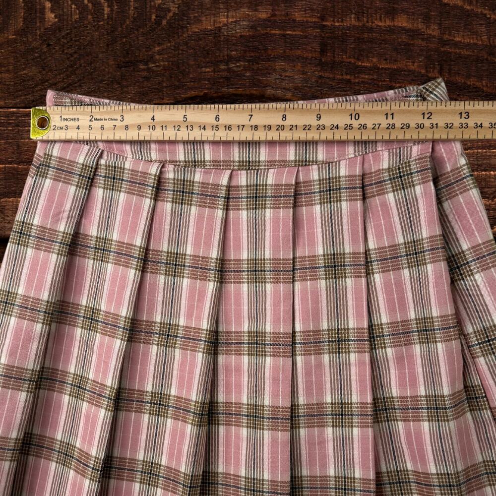 Altar'd State Pink High-Rise Plaid Pleated Mini Skirt Size Small - Picture 6 of 8